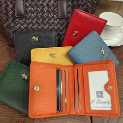 Coin Purse Fashion Cowhide Slim Compact Short Wallet Genuine Cow Leather CUTE Dog Stud Ladies ID Card Holder Wallet WomenPurses