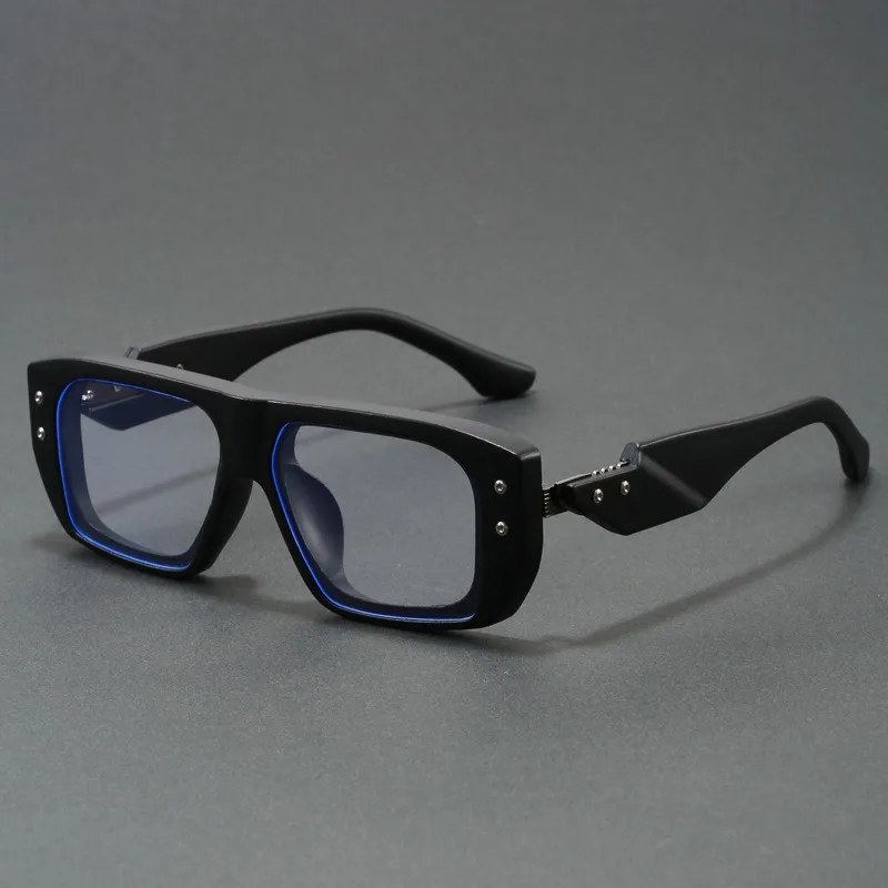 Luxuriöse Blaulichtfilter-Brille mit Nieten-Dekor Übergroßer Quadratischer Acetat-Rahmen Anti-UV-Brille Trendige Modische Brille für Frauen
