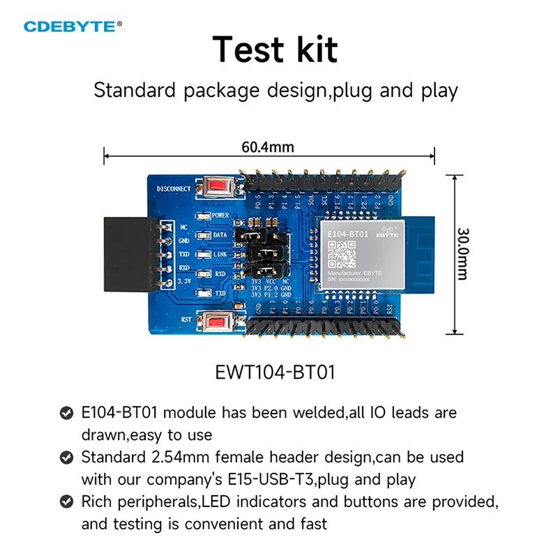 

CC2541 BLE4.0 UART Bluetooth Wireless Module CDEBYTE E104-BT01 2.4GHz SMD PCB Antenna BLE Transmitter Receiver BLE Module