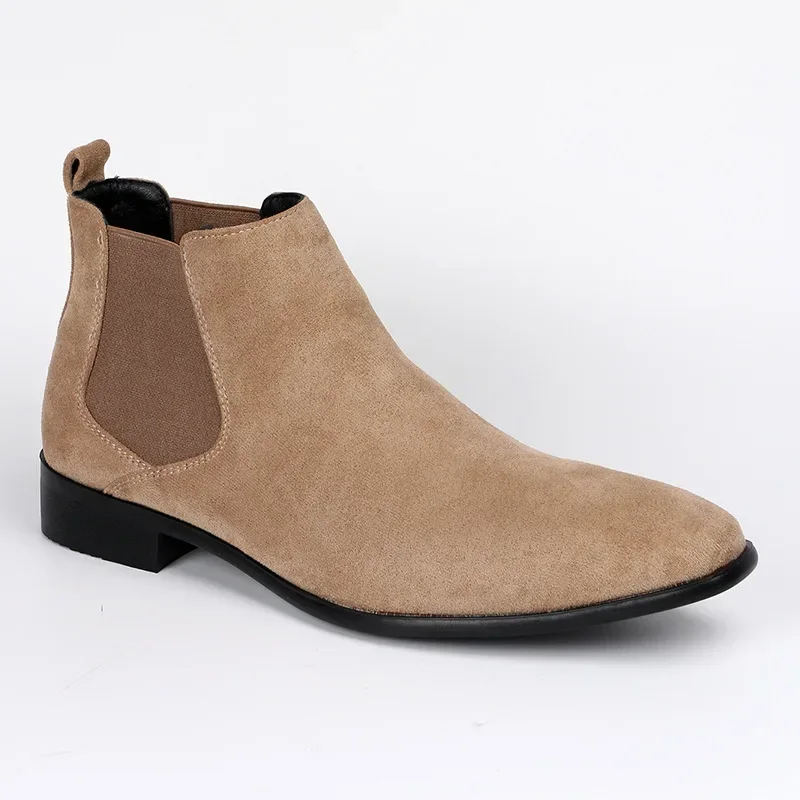 Meskie zamszowe Chelsea Boots z kwadratowym noskiem męskie jesienne buty ze stylowymi męskimi botkami duży rozmiar 48