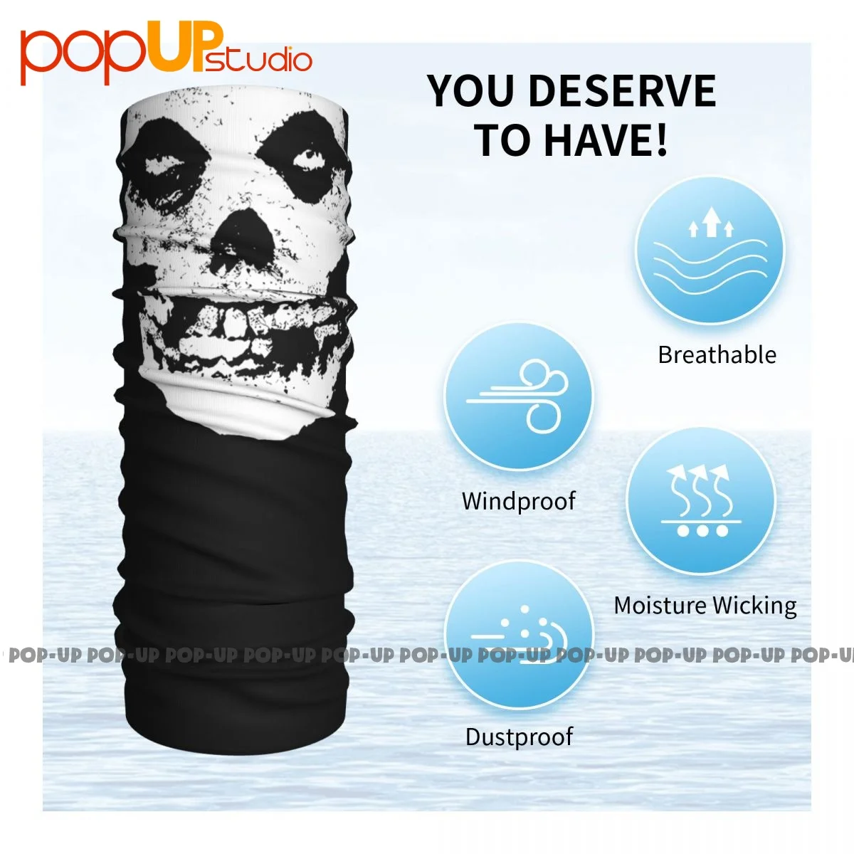 Misfits Ghost Fiend Skull P-516 Neck Gaiter Bandana Scarf Face Mask