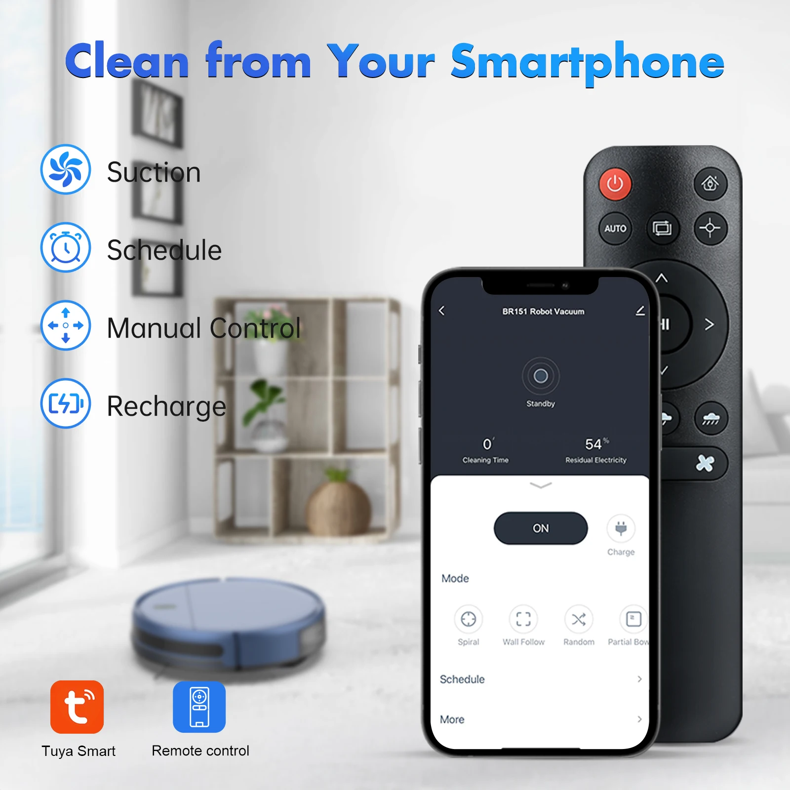 Rayfurn BR151 Robot Vacuum Cleaner,  6000Pa Strong Suction, 150min Cordless APP Control Smart Planned Home Floor Carpet Cleaning