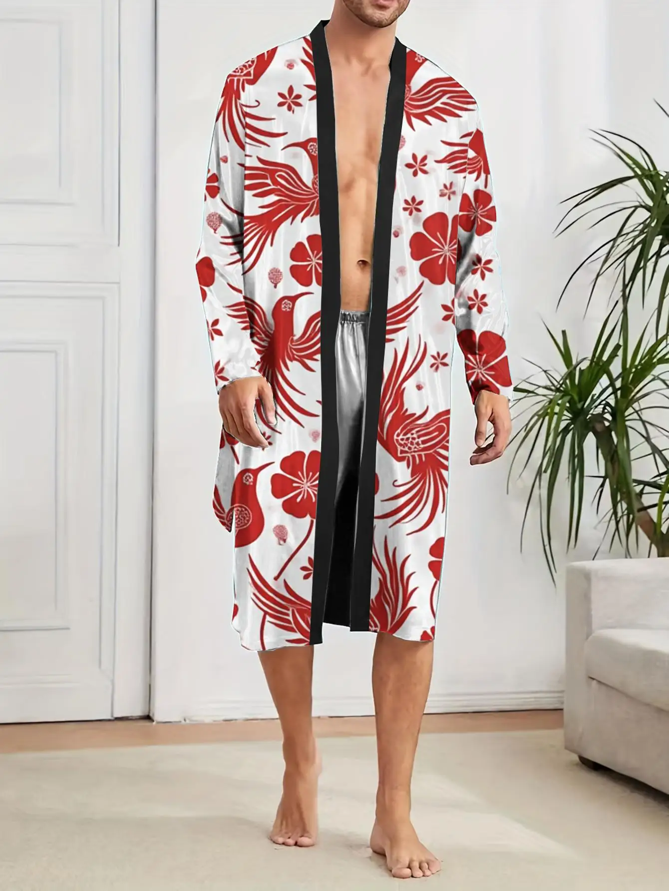 

1pc Men's Robes 2026 Spring/Summer Robes Nightie for Men Robe for Man Polyester Men's Bathrobe Bathrobe for Man Graphic 3D Print