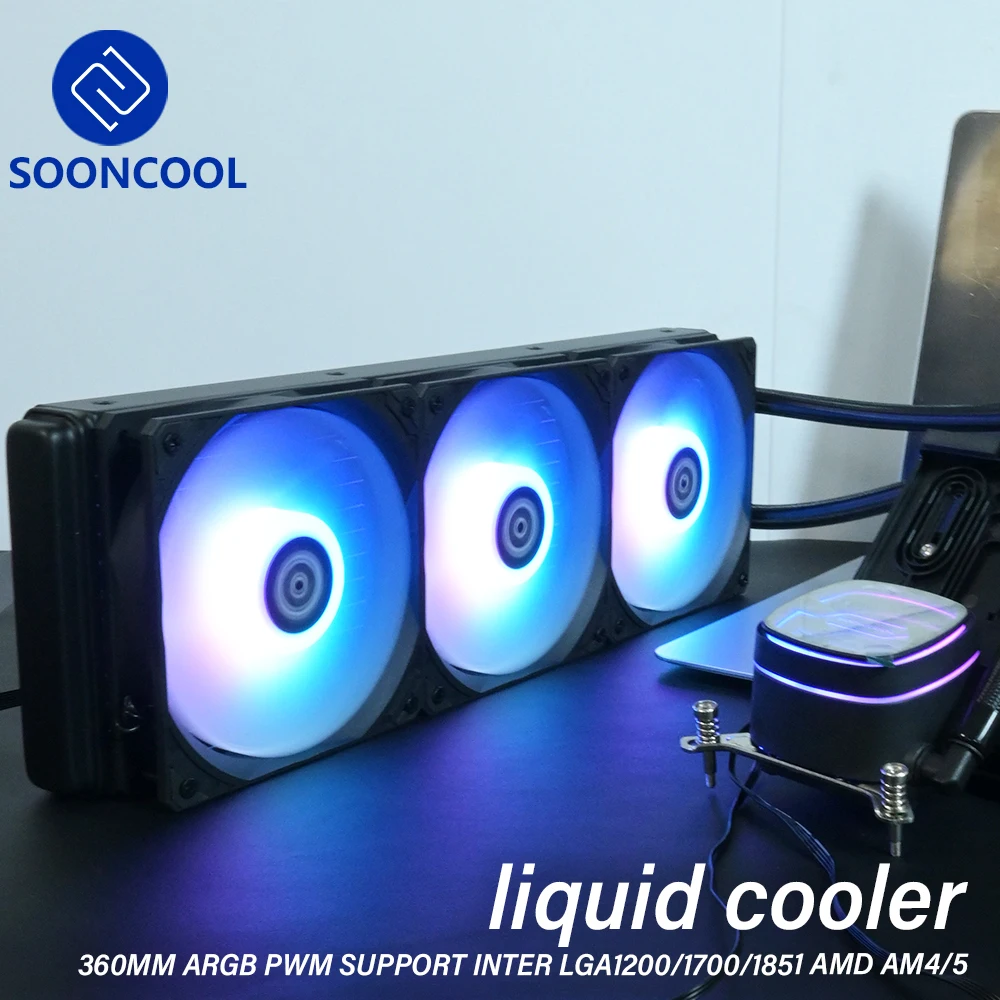 

SOONCOOL 360 PC Water Cooling Radiator CPU Liquid Cooling Cooler for Intel LGA 1700 1200 1851 AMD AM4 AM5