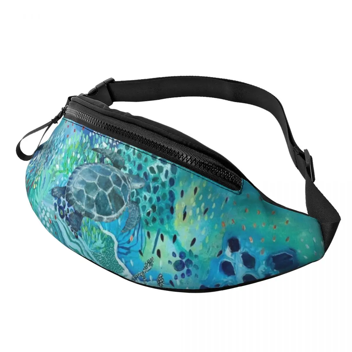 Custom Ocean Sea Turtle Fanny Bag Customized Crossbody Waist Pack Men Women Traveling Phone Money Pouch