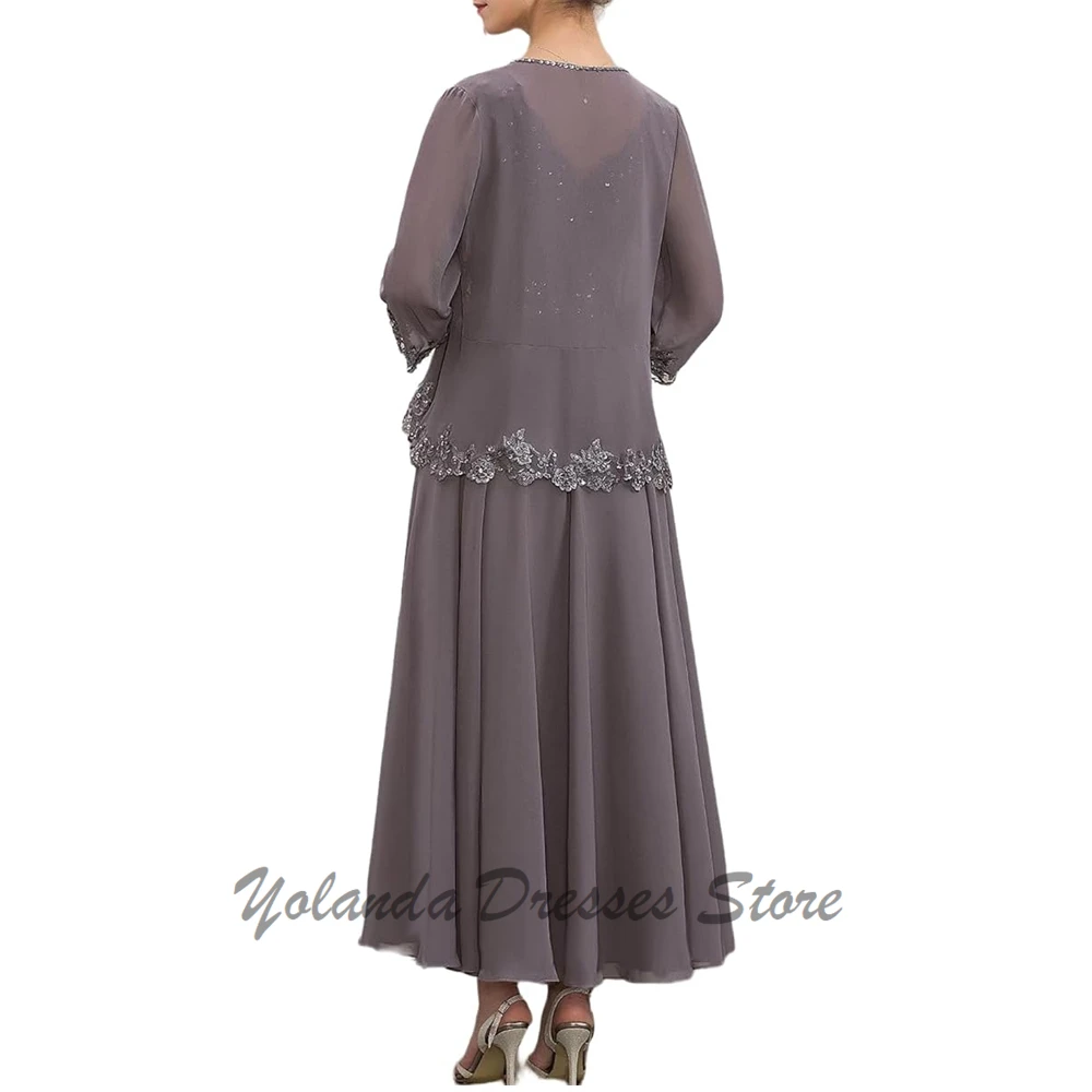 Moderne Plus Size Mutter der Braut V-Ausschnitt Chiffon eine Linie formelle Hochzeit Gast Kleider knöchel lange Schnürung zurück Abendkleider