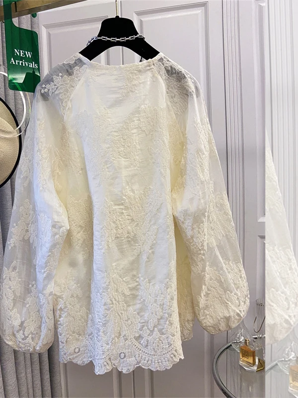 Wit Kant Geborduurd irt Nieuwe Chinese Sle Nationale Trend Dames Premium Feel Herfst Faion Enkel Item Volledige Lengte Sve