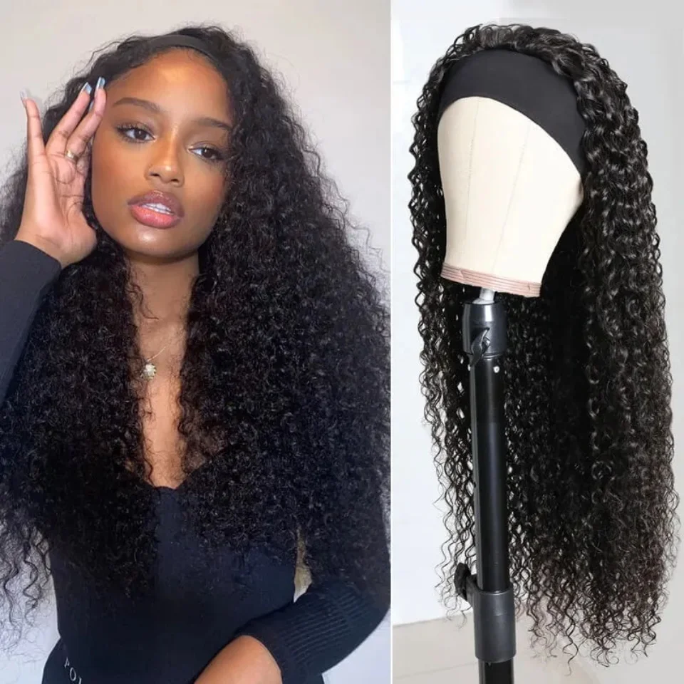 Wig rambut manusia keriting Jerry Wig bando keriting untuk wanita hitam dengan kepadatan 180 tanpa lem Wig rambut manusia Brazil preplek