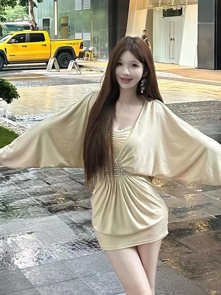 

Повседневная облегающая осенняя одежда Pure Desire Sle ort Diamond Studded Dr для полных женщин от Xingzhengyan