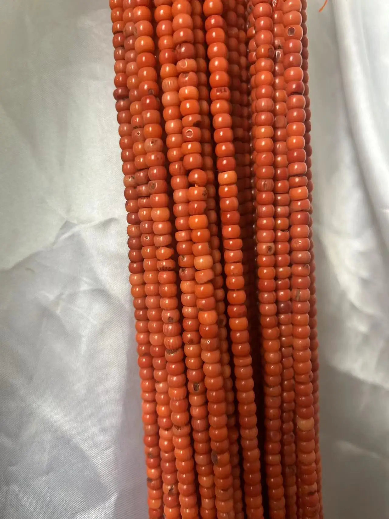 4x6mm 15inch Rondelle Column Drum Natural Sea Bamboo Orange Coral Loose Beads