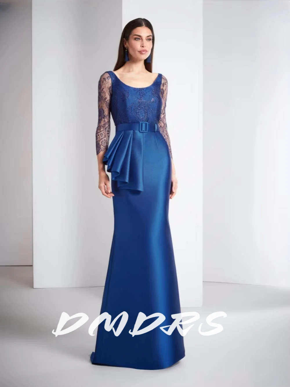 

Elegant Mermaid Evening Dresses Classic Mother Of The Bride Dress Appliques Lace Vintage Long Sleeve Bridal Gown Customized