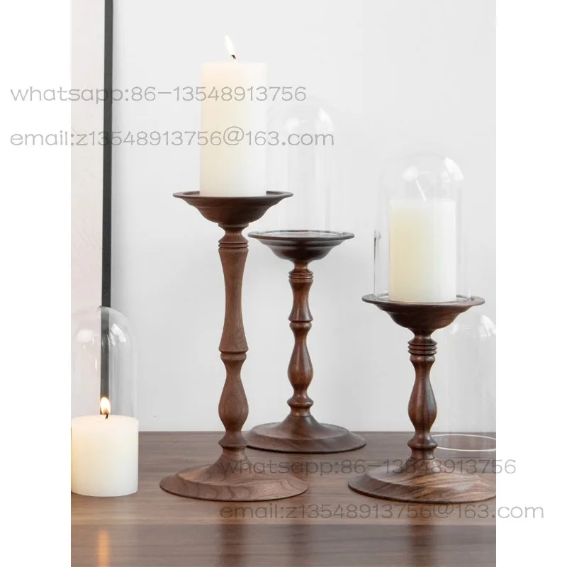 Mittelalterlicher Kerzenhalter aus schwarzem Walnussholz, Ornament für Wohnzimmer, Heimdekoration, hochwertiger Kerzenhalter aus Massivholz, kreatives Geschenk.