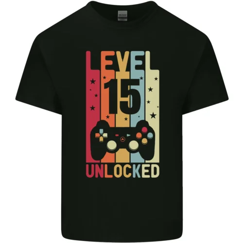 15th Birthday 15 Year Old Level Up Gamming Kids T-Shirt Childrens