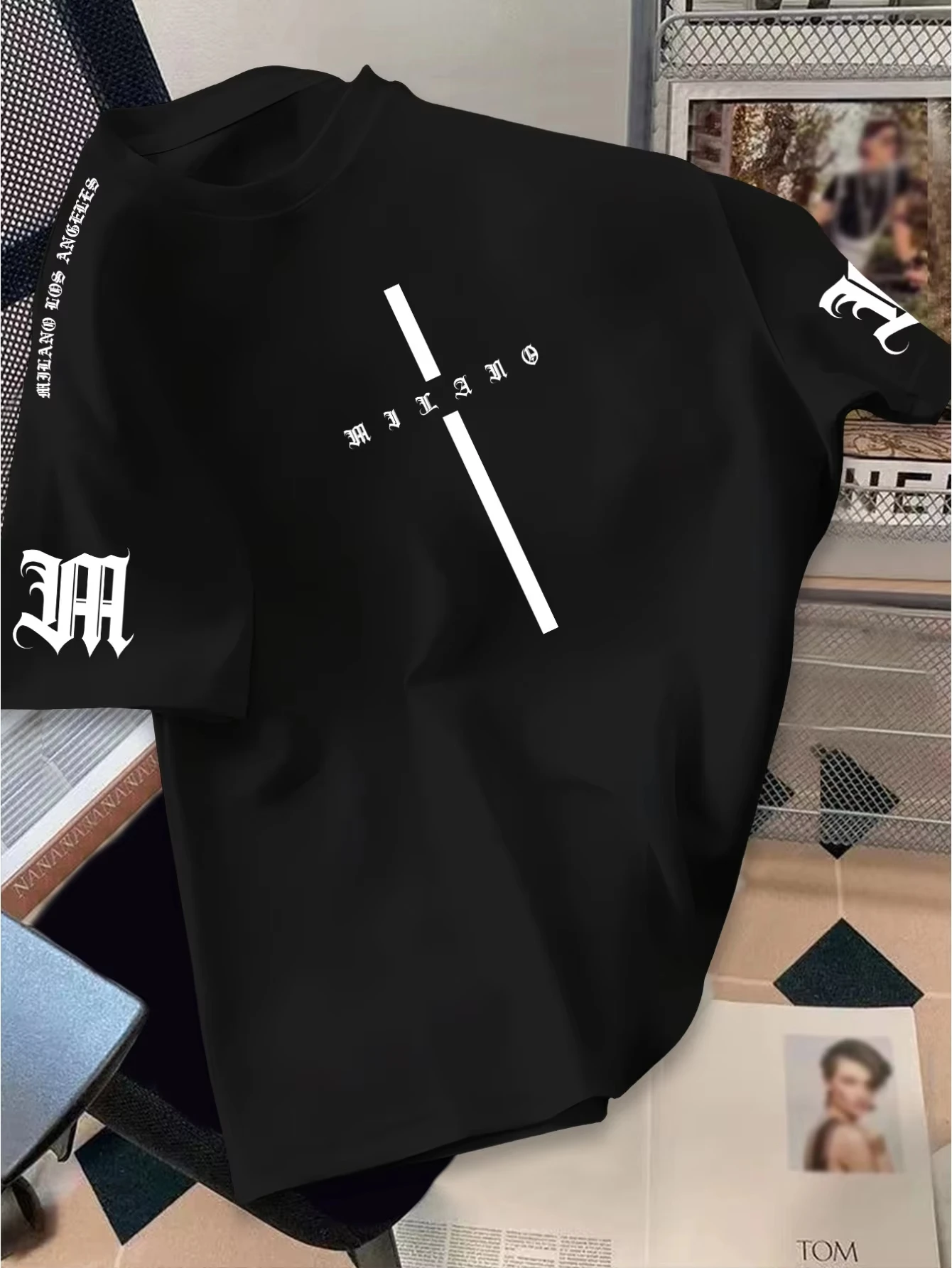 NewGothic Cross Print T Shirt Men Women Cotton Short Sleeve Summer Dark Aesthetic Casual Unisex Y2K Streetwear Oversized Top Tee