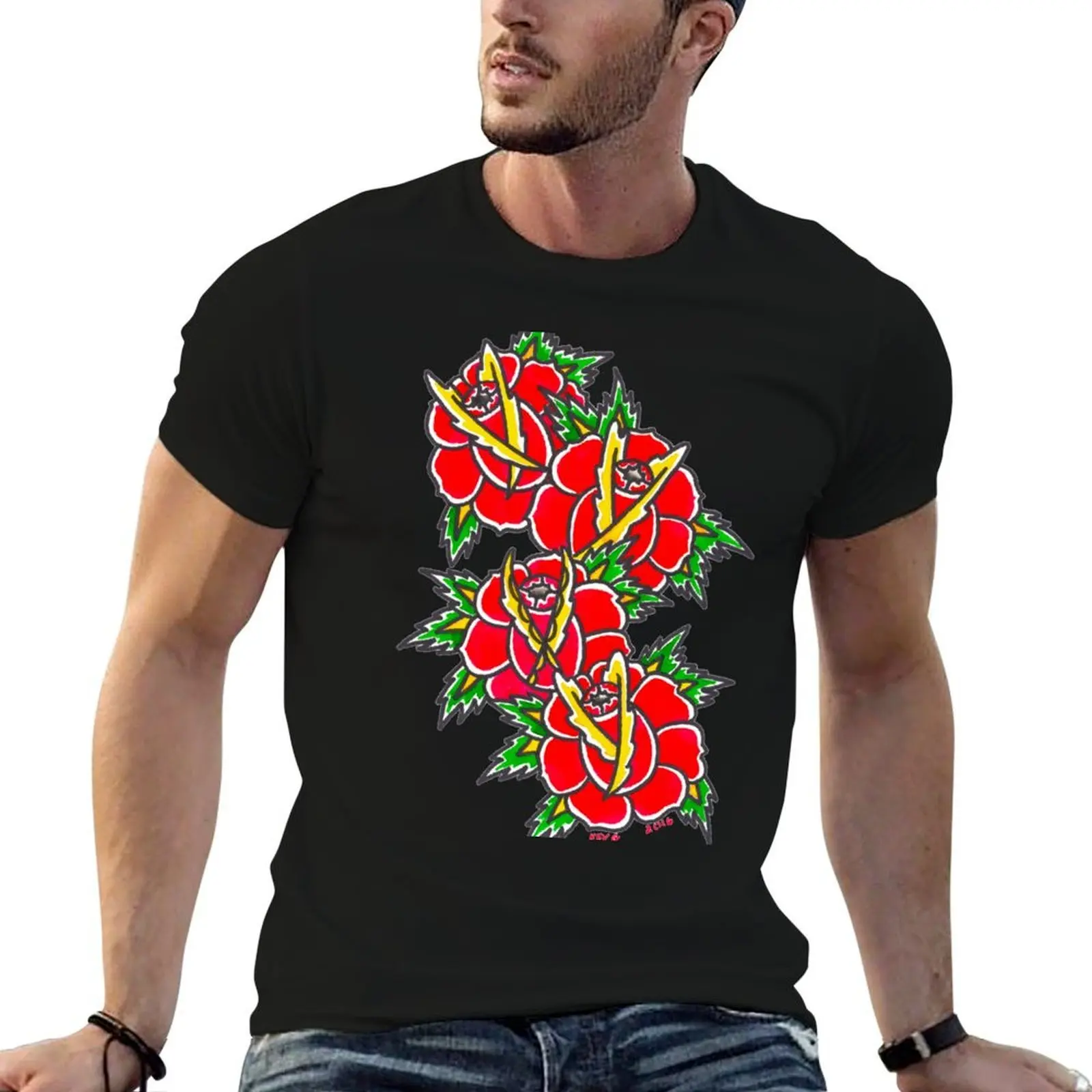 RED ROSES - Art By Kev G T-Shirt Clothing summer 2026 men graphic t shirts