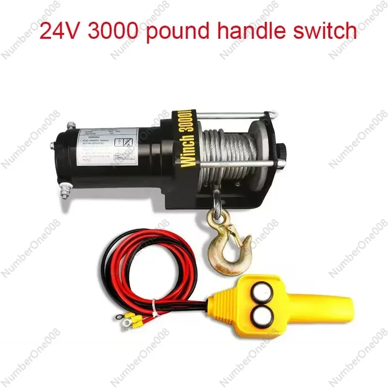 Electric Winch 12V Electric Hoist Car Winch 24V Winch Motor 1100W Horizontal Traction 3000 Lbs