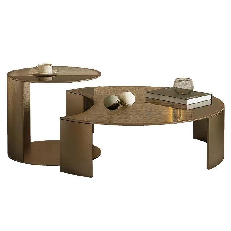

Last Half Moon Glass Tea Coffee Table Villa Living Room Center Table