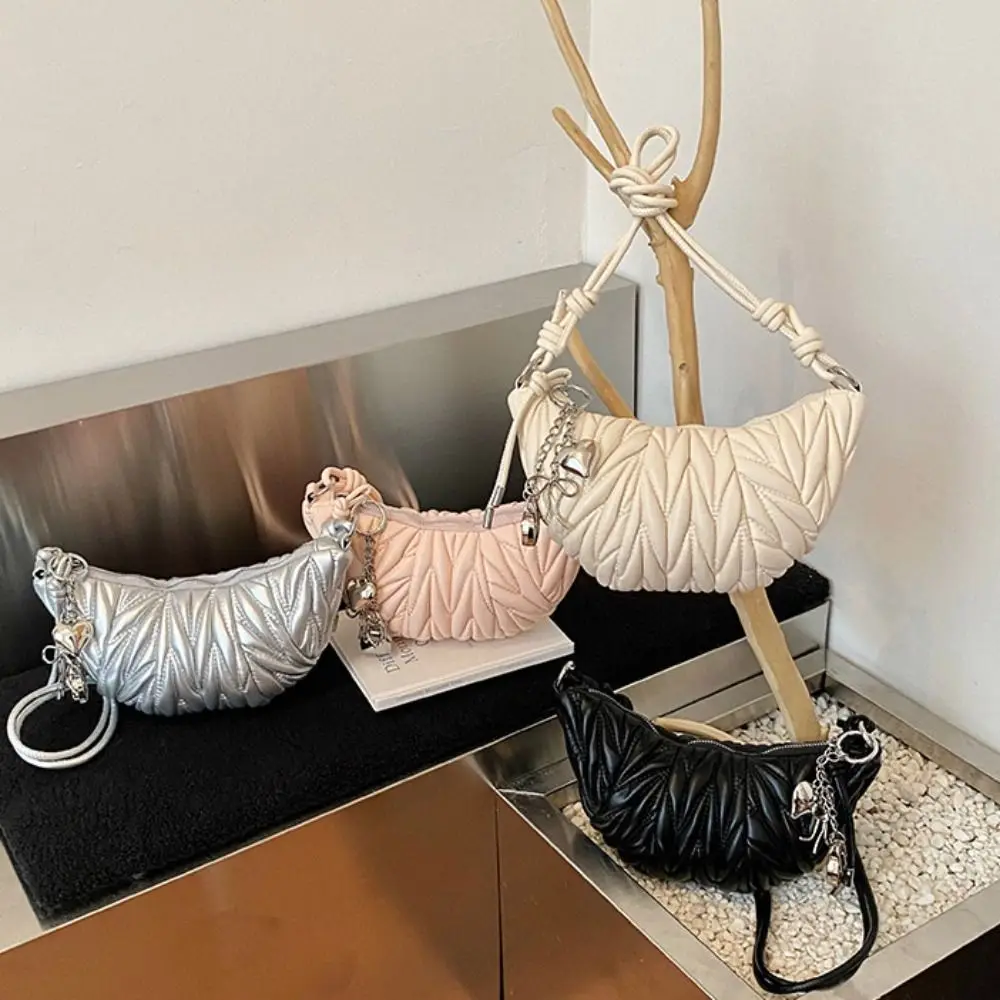 حقيبة كروسبودي حقيبة كتف كرواسون مع قلادة براون بو الزلابية حقيبة صغيرة حزمة الكورية نمط فاسق حقائب اليد الطلاب #2