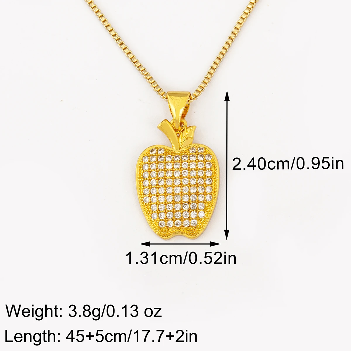 Nidin Hot Sale CZ Crystal Bling Apple Christmas Tree Rhombus Shape Pendant Necklace For Women Trendy Daily Party Jewelry Gifts