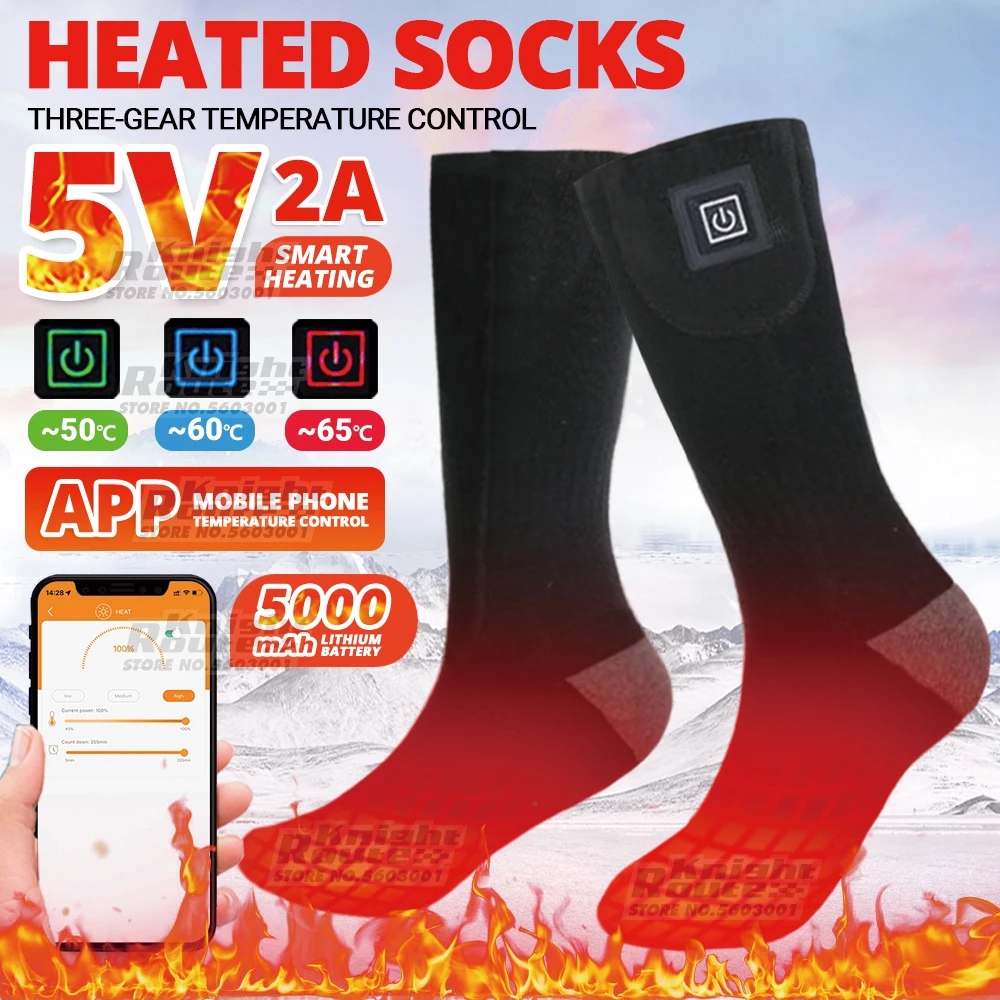 Heated Socks Winter Warm Snowmobile Skiing Heated Socks Rechargeable Outdoor Sport Thermal Heated Foot Warmer Ski Sports