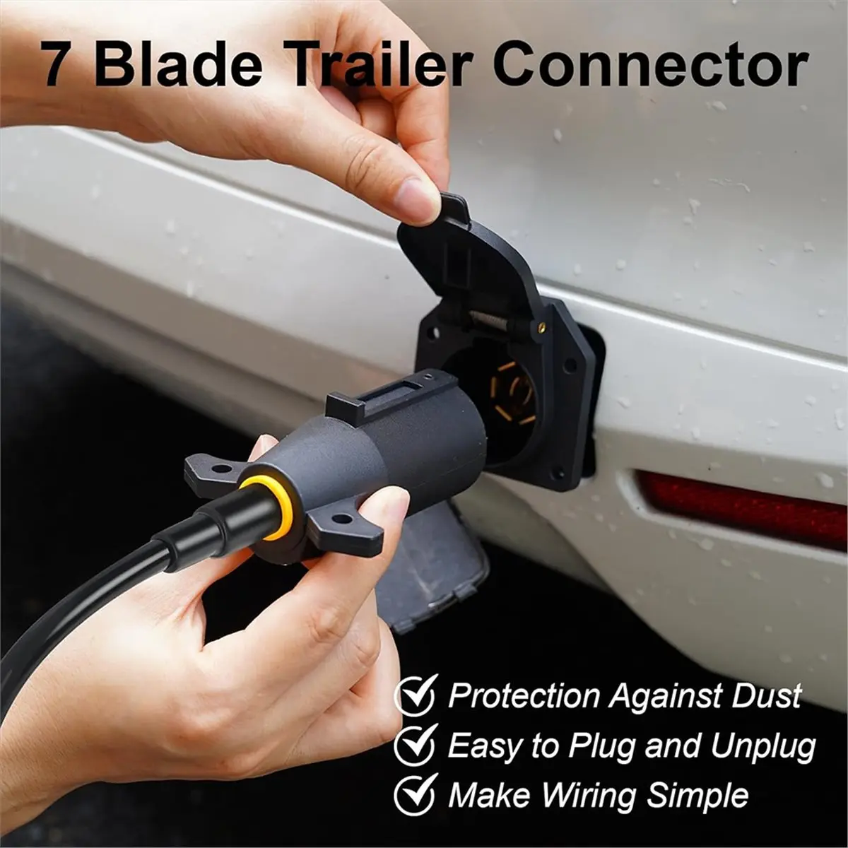 Plugue de reboque de 7 vias (2 pacotes), plugue de substituição de fiação de reboque de 12V e 7 pinos, conector de luz de reboque estilo RV redondo de 7 pontos