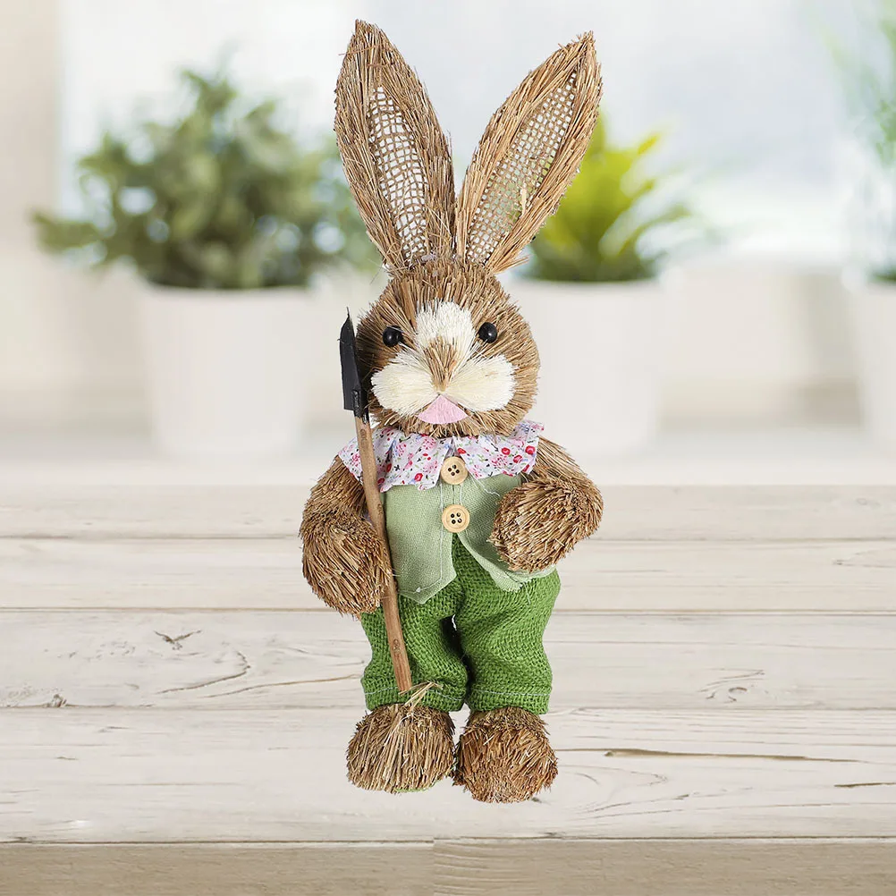 

Easter Bunny Ornament Decorative Rabbit Statue with Creative Exquisite Design for Indoor Home Office Decor Desktop Centerpiece