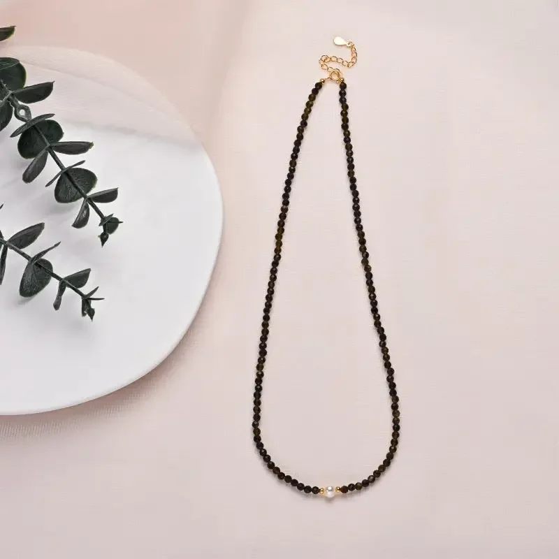 HENGSHENG Natural Stone White Freshwater Necklaces 5-6mm Single Near Round Small Pearl Necklace for Women Girl Jewelry Gifts