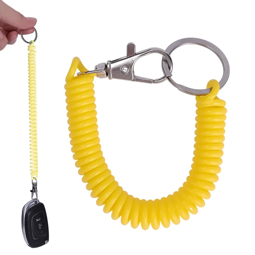 Retractable Spiral Spring Coil Keychain Rope Theftproof Anti Lost Stretch Cord Safety Key Ring Mobile Phone Lanyard