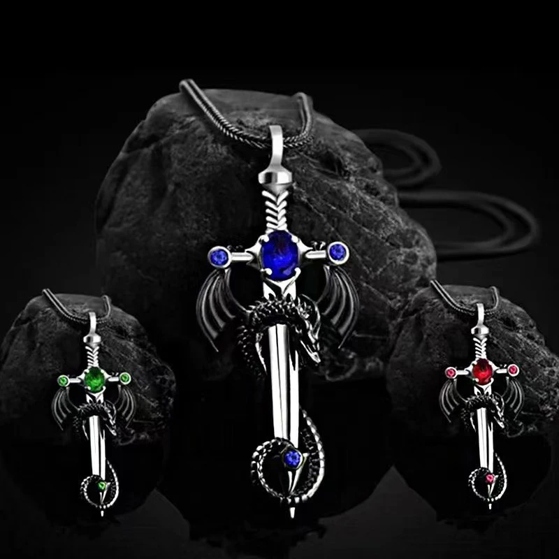 

Retro Dragon Sword Pendant Necklace Fashion Exquisite Necklace Anime Jewelry Accessories