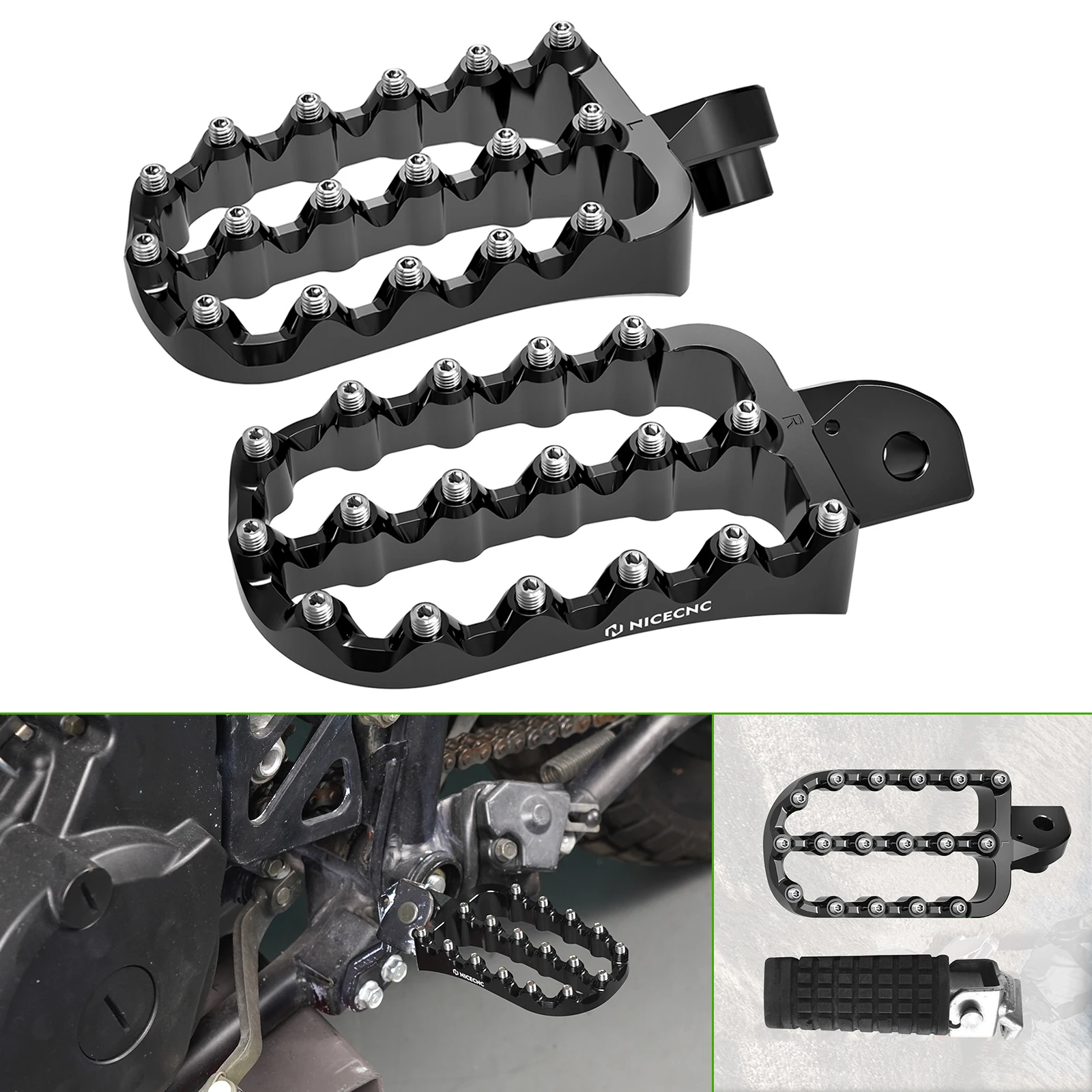 

Motorcycle Wide Footrests Footpegs for Kawasaki KLR 650 1987-2022 2023 2024 Kawasaki KLR650 Footrest Forged Footpeg Foot Pedals