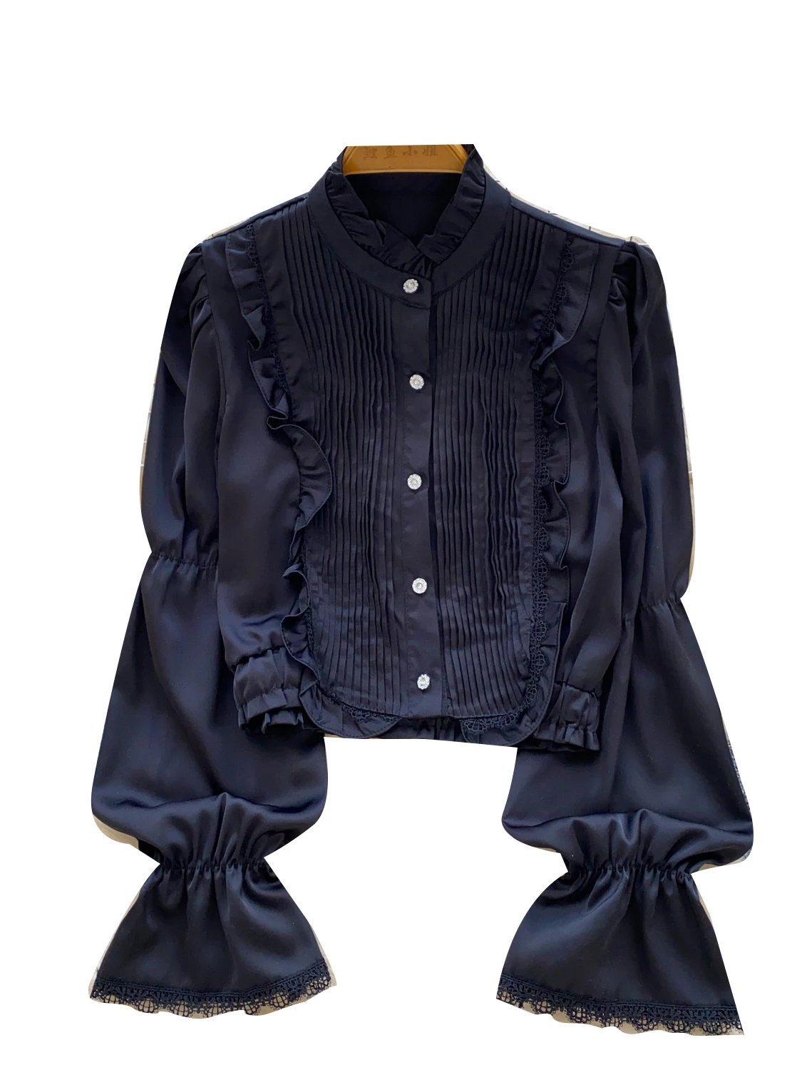 Ele Long Sve col noeud épissure irt femme polyvalent Chic haut luxe Sle Polyester fibre respirant