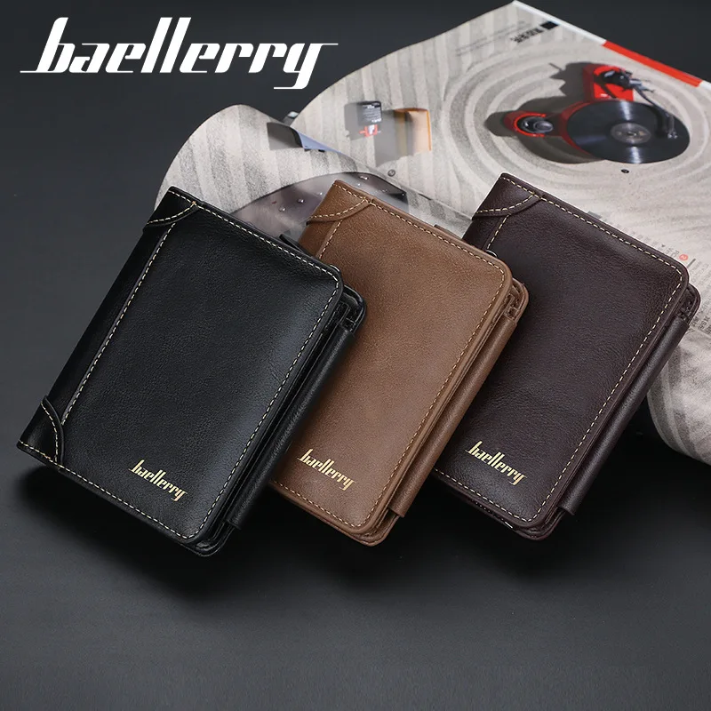 Baellerry PU Leather Men Wallets High Quality Zipper Short Desigh Card Holder Male Purse Vintage Coin Holder Men Wallets