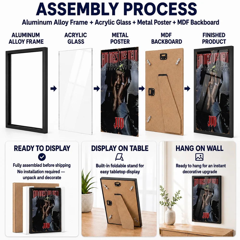 JID God Does Like Ugly Album Metal Poster With Aluminum Alloy Frame Personalized Recording Tribute Wall Art Ideal For Music Room