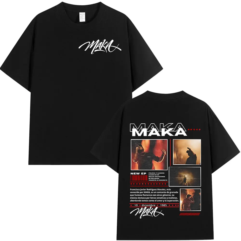 

Рэпер Maka Aura 2025 Tour Merch Футболки Мужская и женская модная винтажная футболка Повседневная футболка из 100% хлопка с коротким рукавом Уличная одежда