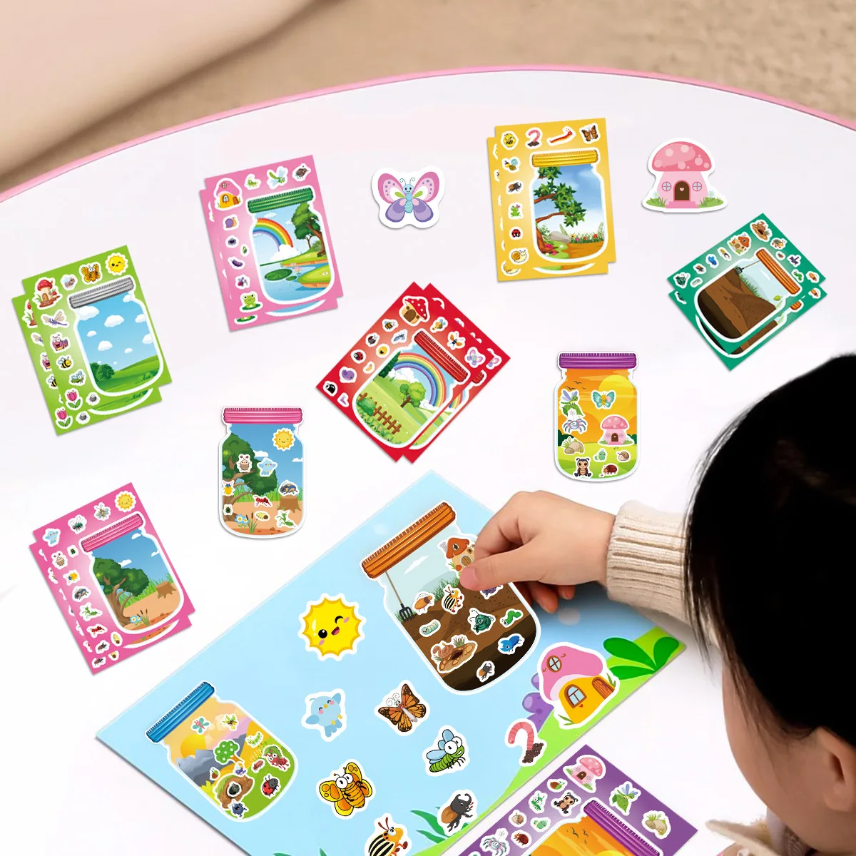 8/16 قطعة الكرتون في الهواء الطلق زجاجة العالم لغز ملصقات الحيوان الأطفال لغز ألعاب ترفيهية ملصقات المناظر الطبيعية #5