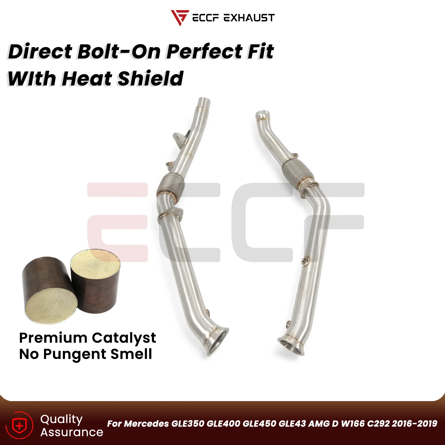 

Sporty Downpipe For Mercedes GLE350 GLE400 GLE450 GLE43 AMG D W166 C292 2016-2019 Aggressive Exhaust Sound Plug and Play