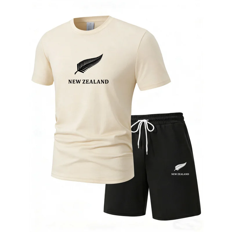 

Men's Summer Casual Sportswear Set Quick-Drying Short Sleeves Shorts New Zealand Printed Sporty Style