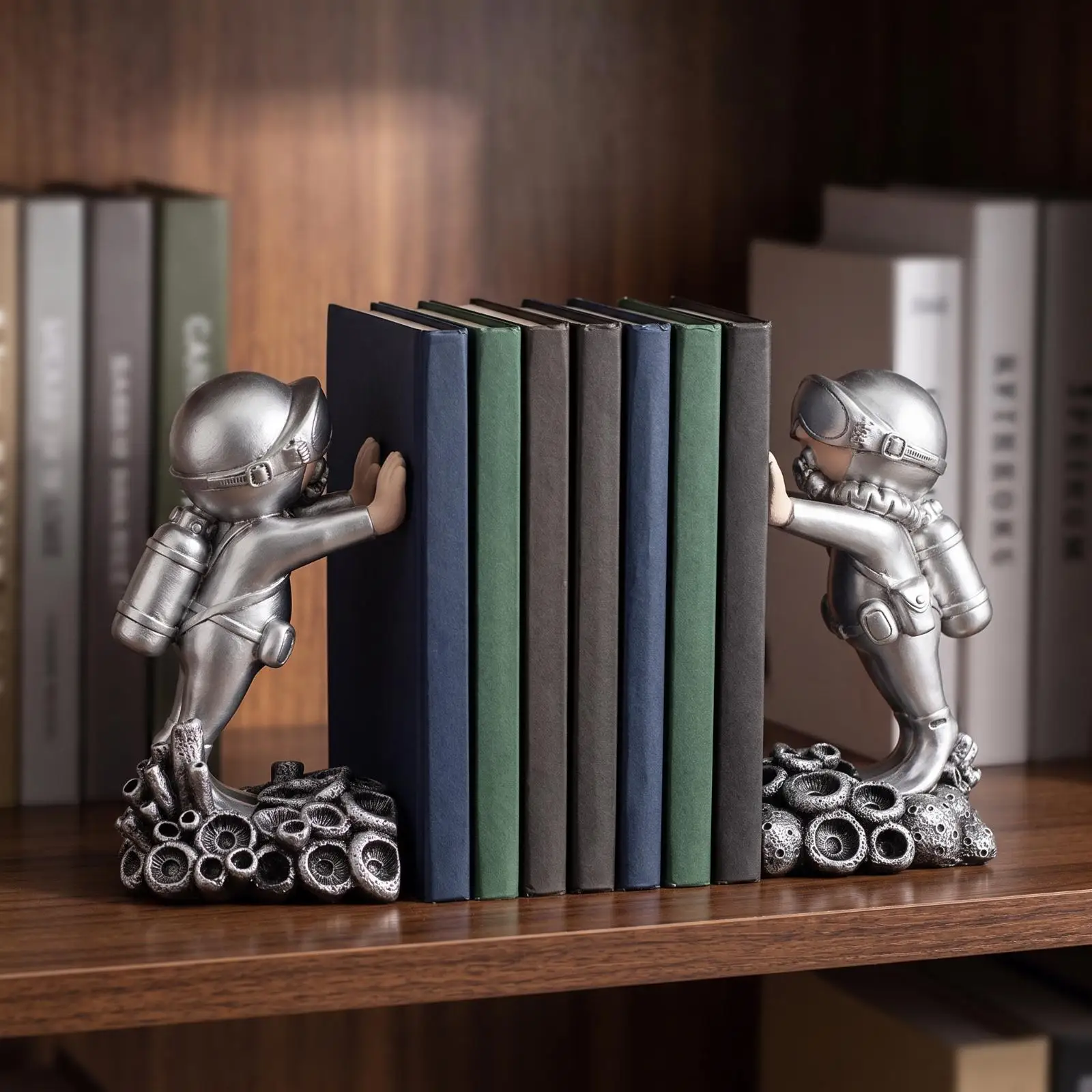 modern-decorative-bookends-textured-rock-like-base-resin-bookends-matte-painted-finish-for-bookshelf