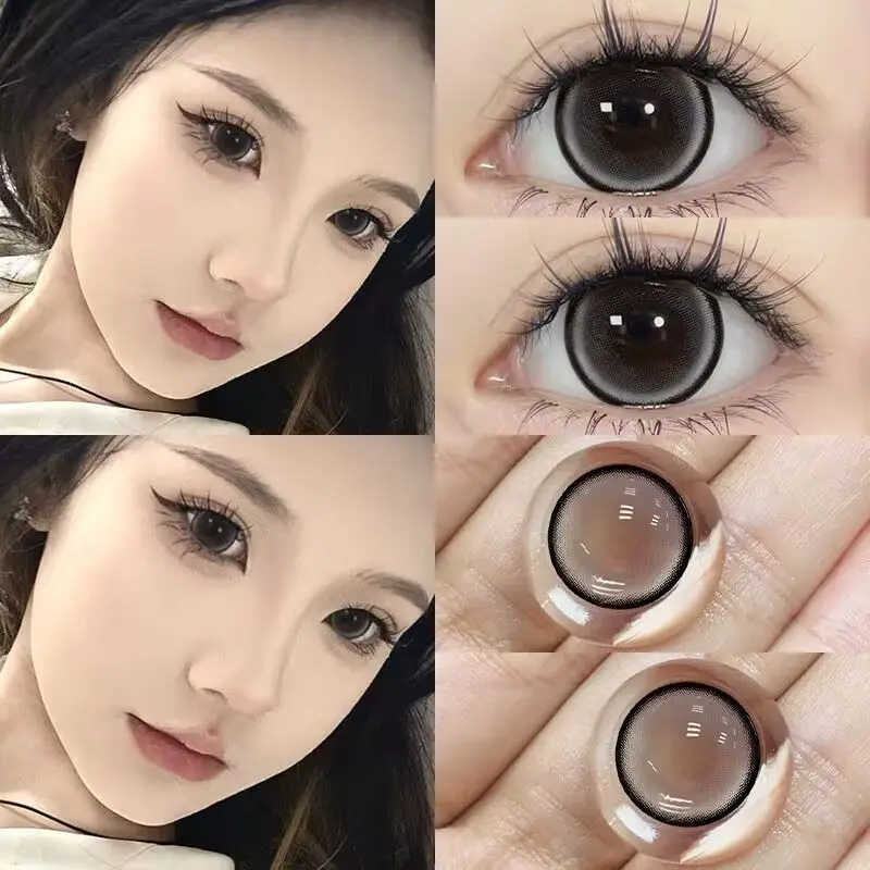 YIMEIXI Myopia Colored Lenses with Diopter High Quality Soft Blue Lens Grey Lens Eyes Make up Beauty Pupil Contact Lenses 1 Pair