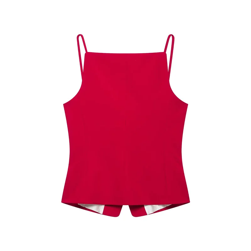 Guobioziy Women's Camisole 2026 Summer New Red Thin Strap Top With Heart Cut‑Out Perfect For Beach Holidays And Casual Wear