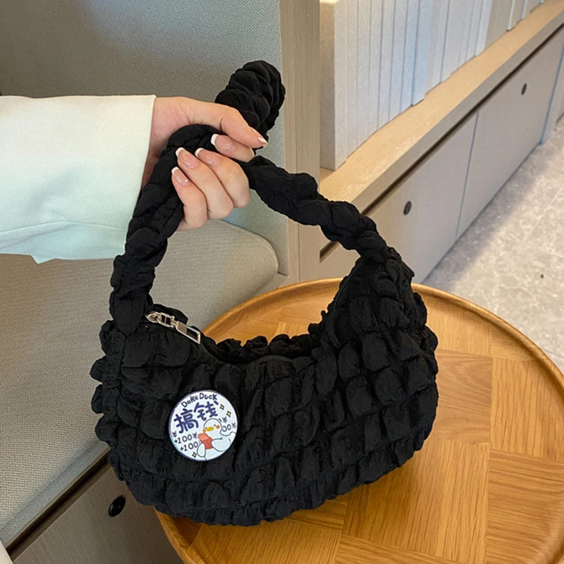 Soft Cloud Bubbles Handbags For Woman 2024 New Girls Pleated Cloud Underarm Bag Pouch Bag Casual Shoulder Bag Women Cute Purse