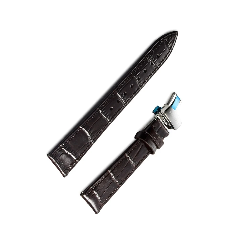 Reef Tiger/RT Crocodile Pattern Watch Strap Genuine Leather Wrist Watch Band Black Brown Men Watch Strap Accessories RGA1951