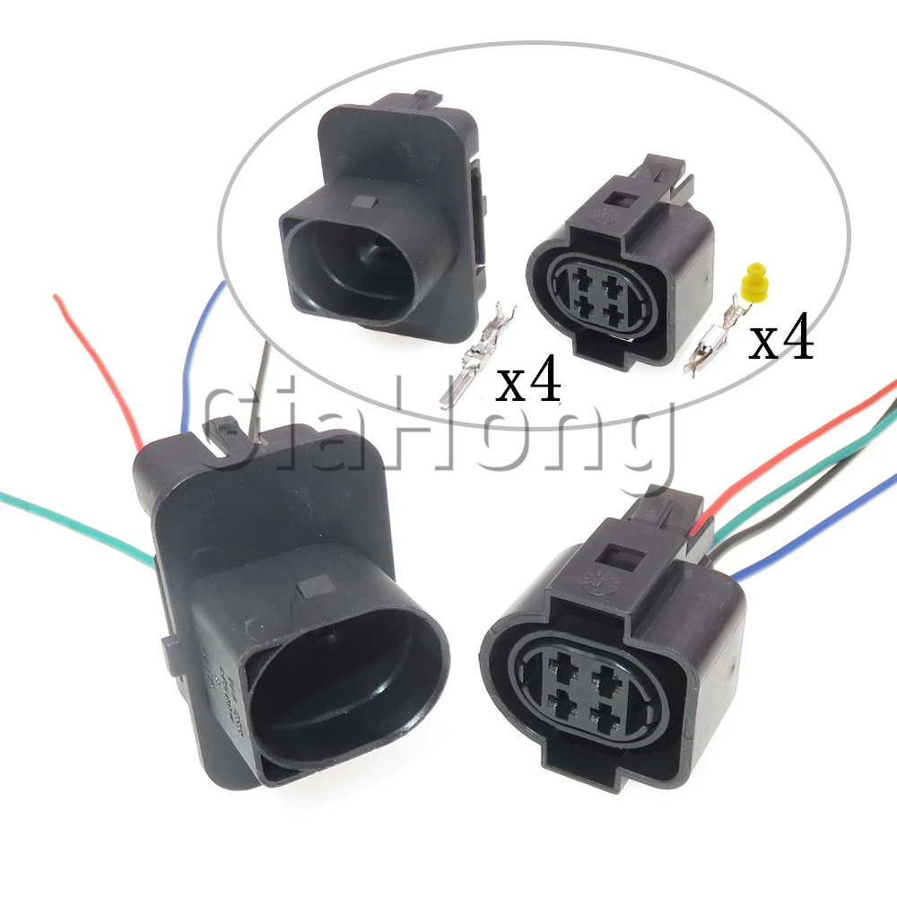 1 Set 4 Ways Starter Auto Parts Car Headlight Wire Cable Socket For VW 1H0973734 Automobile Plastic Housing Connector