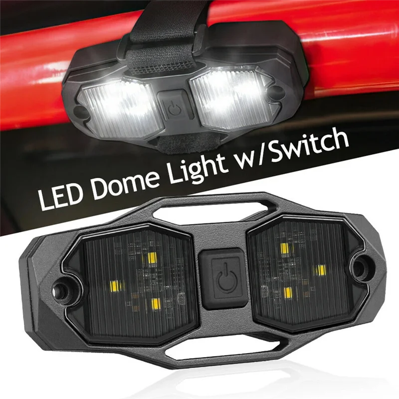 

For Polaris For Can-Am For RZR 4WD LED Roll Cage Utility Light W/Switch Roll Bar Mount White For UTV Dome Light