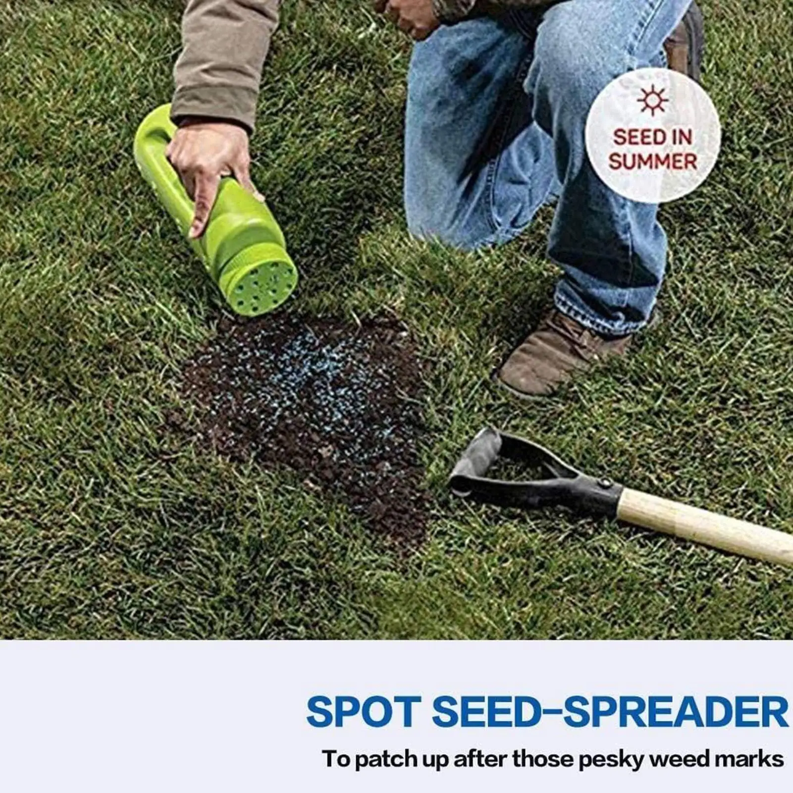 Hand Held Salt Spreader 2L Heavy Duty Seeding Container Portable Fertilizer Spreader for Ice Melt Sand Gravel Rock Grass Lawn