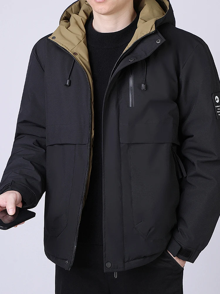 

Мужская модная утепленная хлопковая куртка с капюшоном, повседневная зимняя ветрозащитная теплая куртка для отдыха, на молнии, из полиэфирного волокна, удлиненная