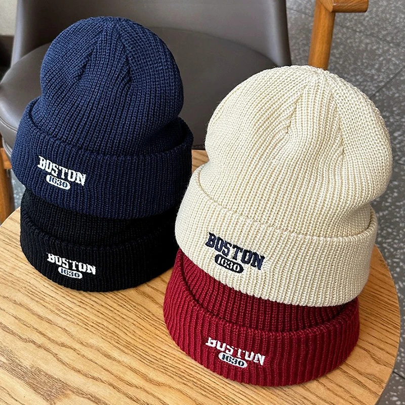 

Autumn Winter Fashion Keep Warm Thickened Beanie Female Outdoor Ear Protection Men Casual Soft Knitted Hat