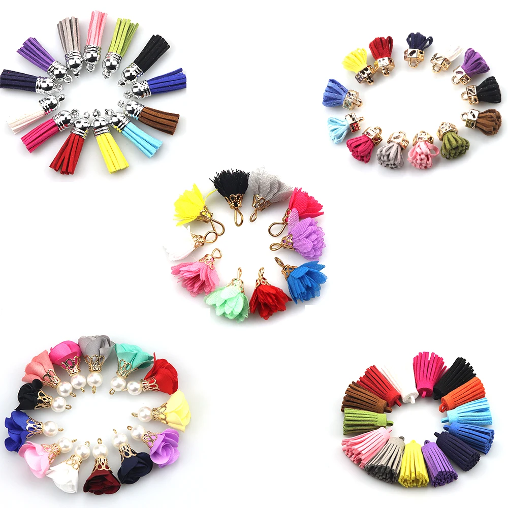 10 pcs/bag Mixed Color Fringe Pendant Jewelry Fiber Fringe for DIY Jewelry Accessory Charm