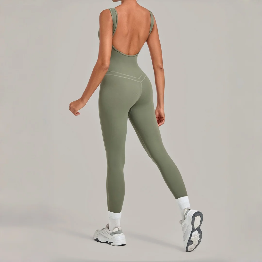 Women's Yoga Jumpsuit Sports Fitness Hip Lift Skinny Big Backless One-piece Running Workout Clothes Gym Leggings Yoga Bodysuit