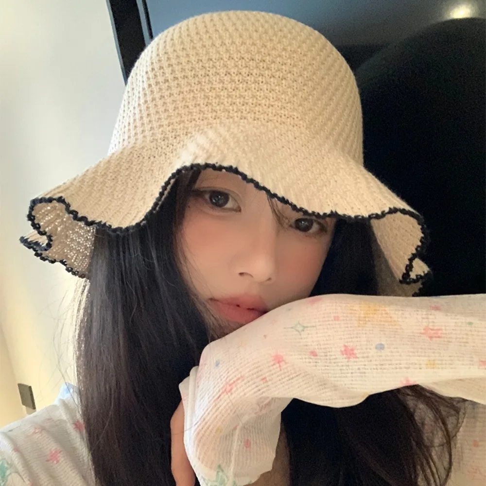 

Fashionable Sun Protection Lace Fisherman Hat Breathable Wide Brim Bucket Hat Thin Sunshade Basin Hat Summer